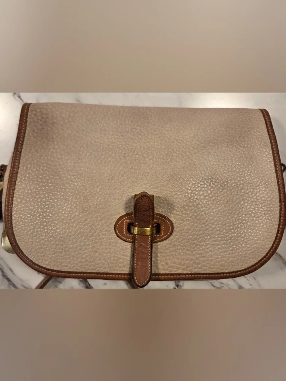 Dooney & Bourke Taupe Crossbody with Brown Trim